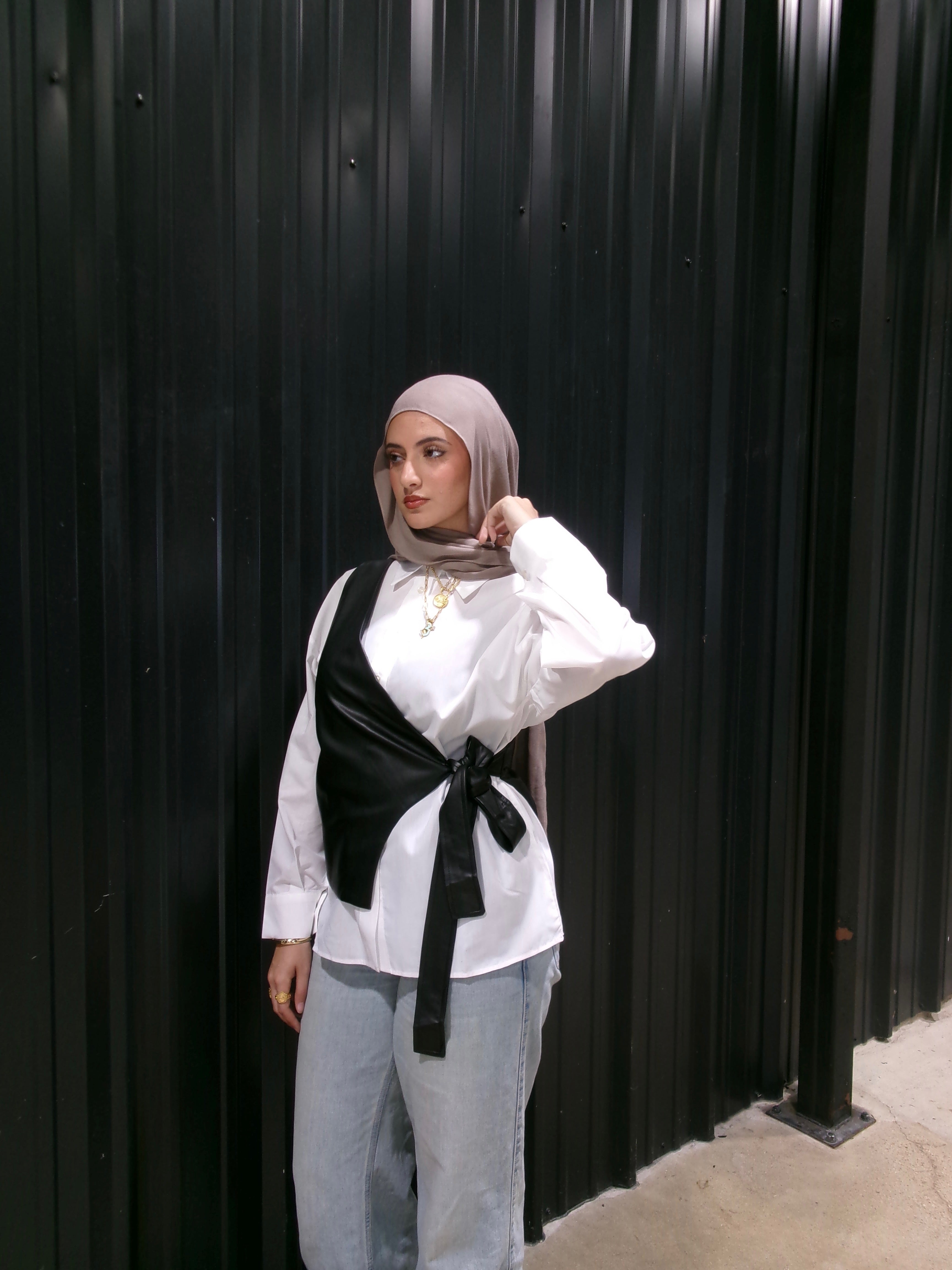 2-Piece Leather Cross Top