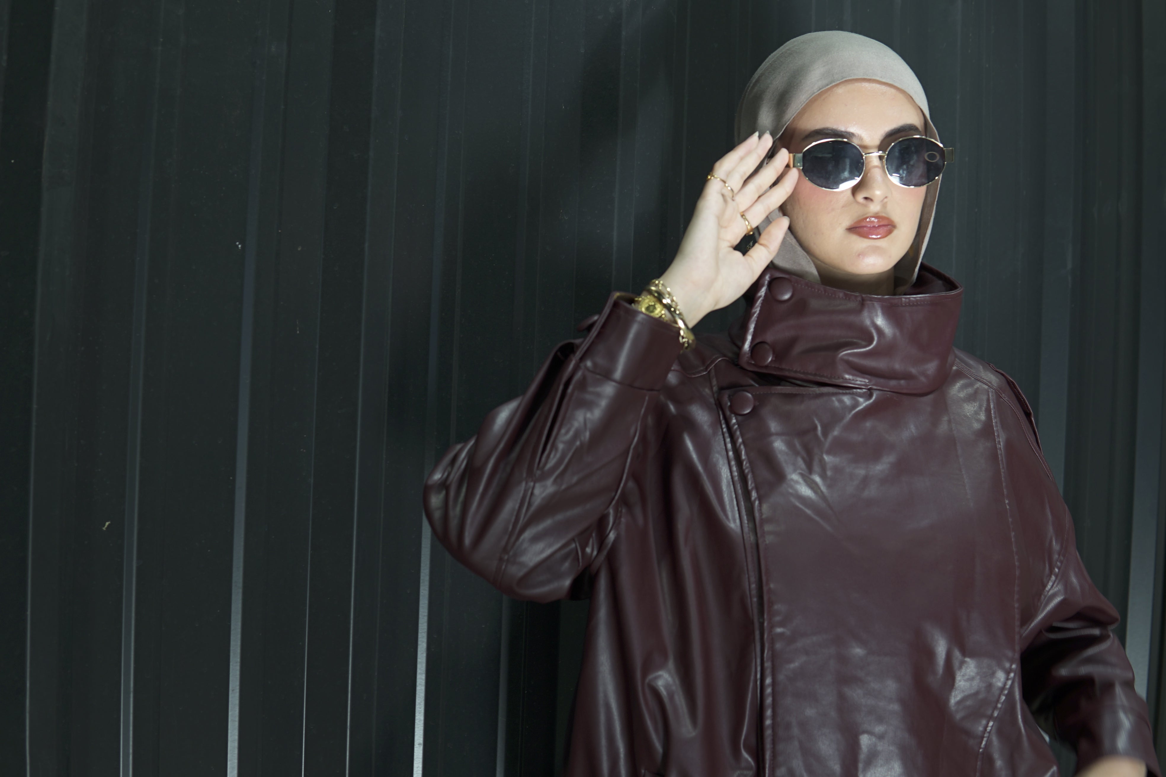 The Burgundy High Collar Jacket