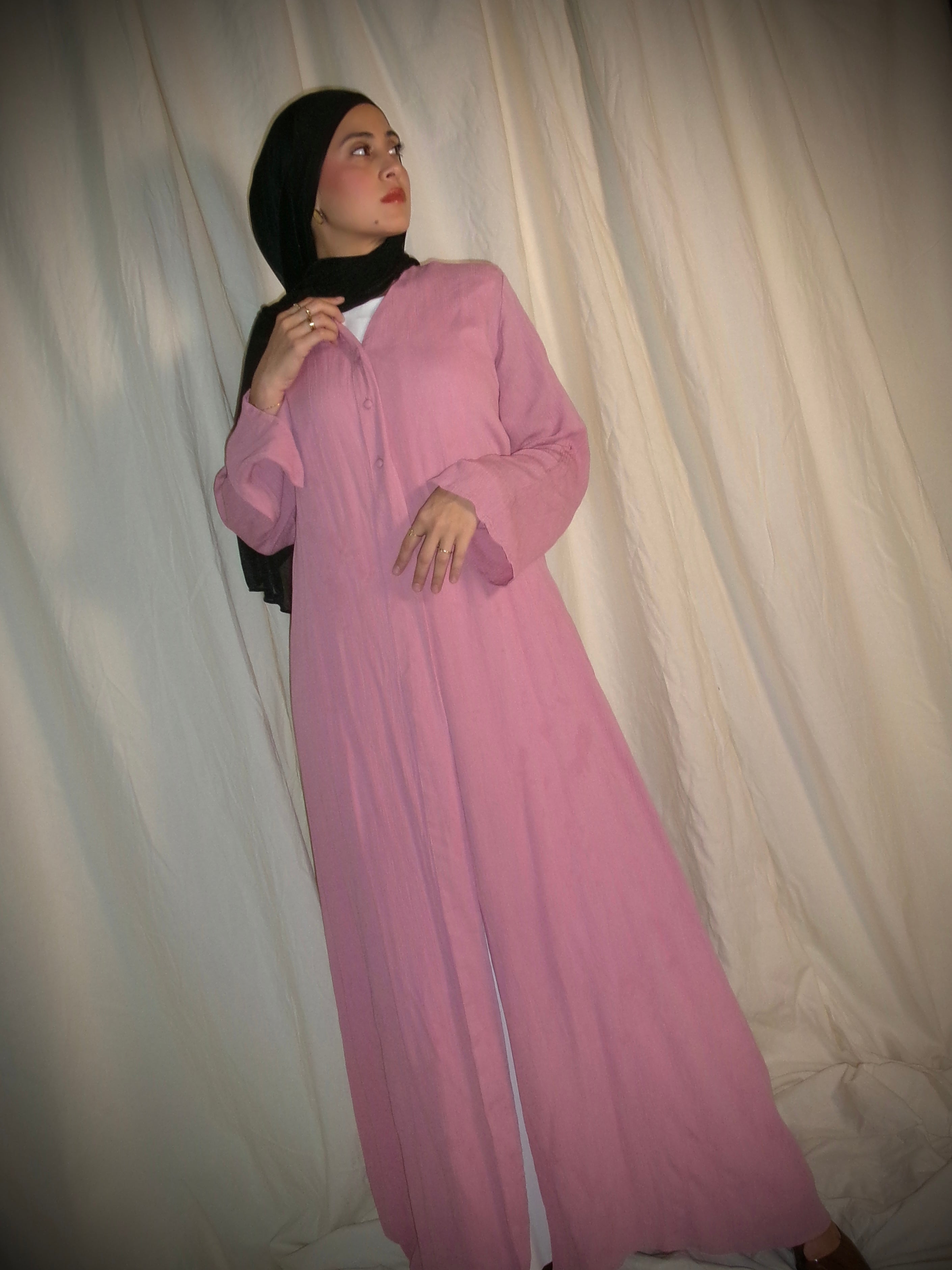 Pink Open Abaya