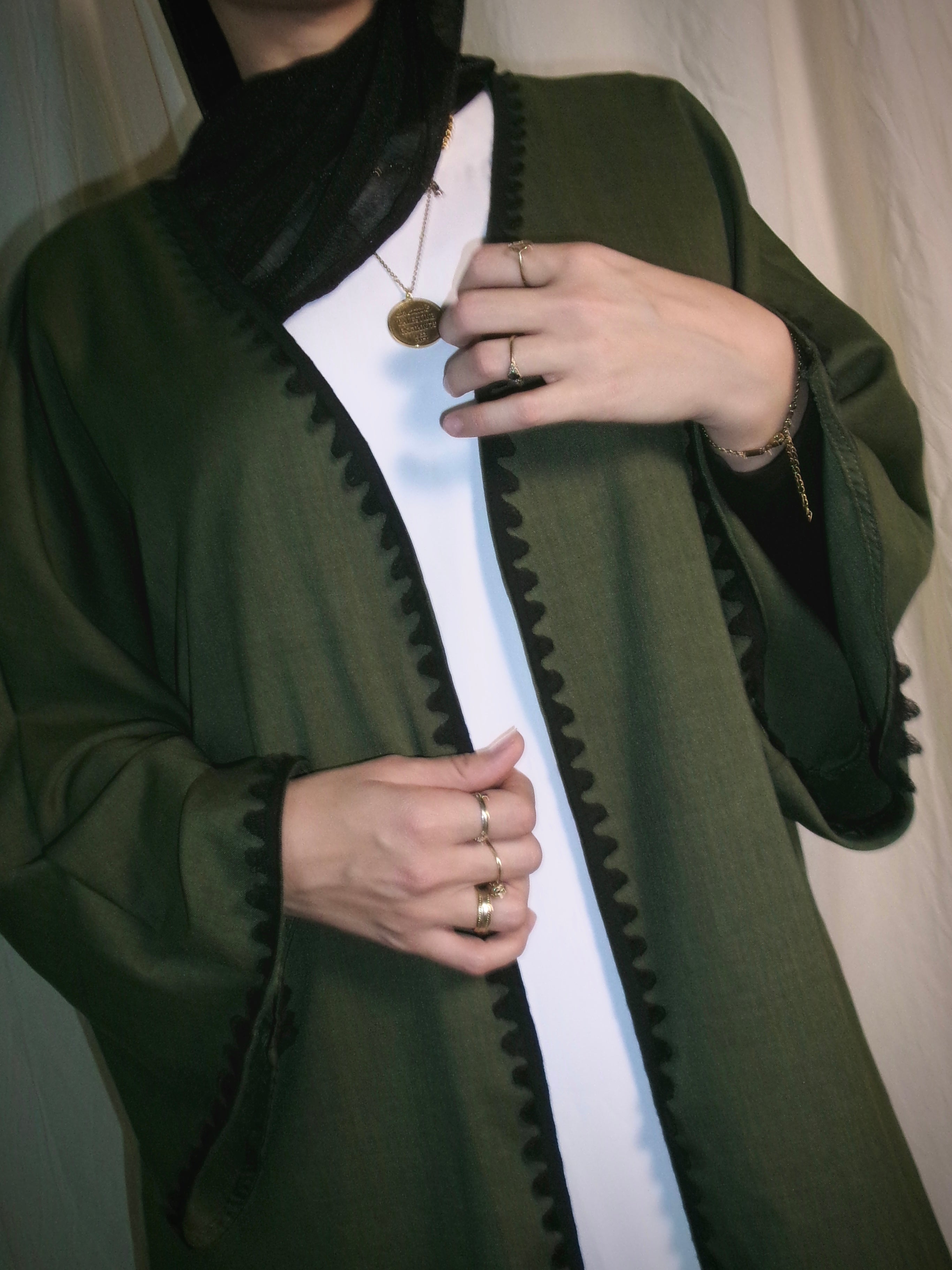 Olive Green Open Abaya