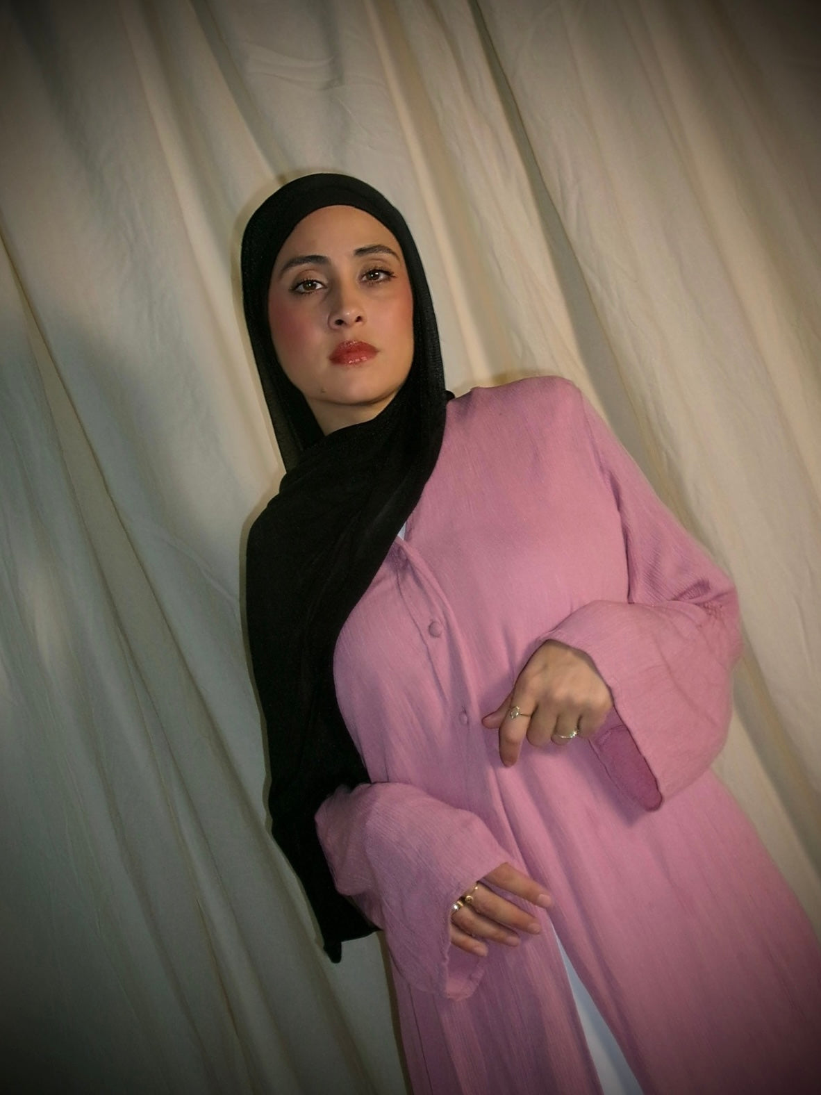 Pink Open Abaya