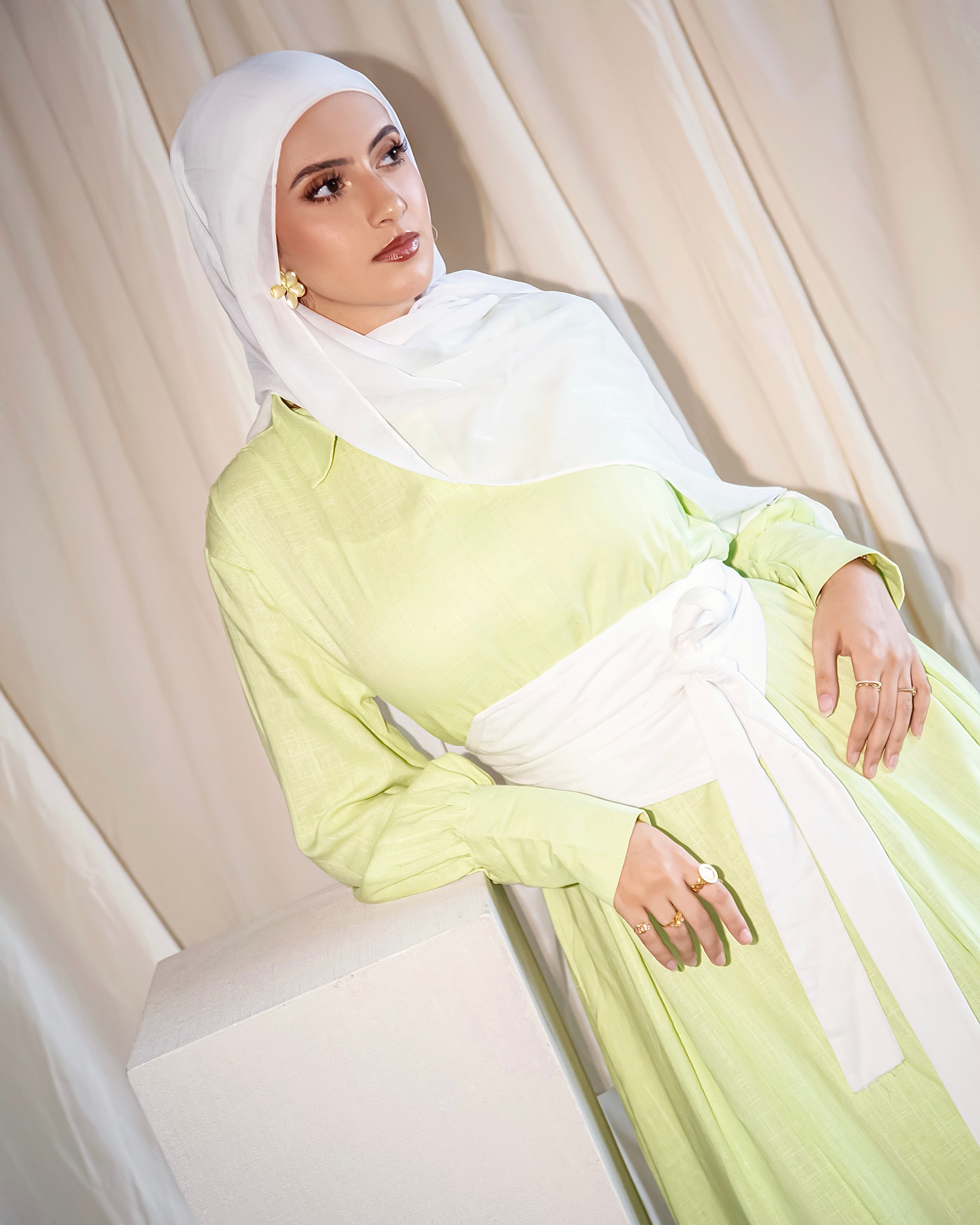 THE LINEN DRESS | LIME GREEN