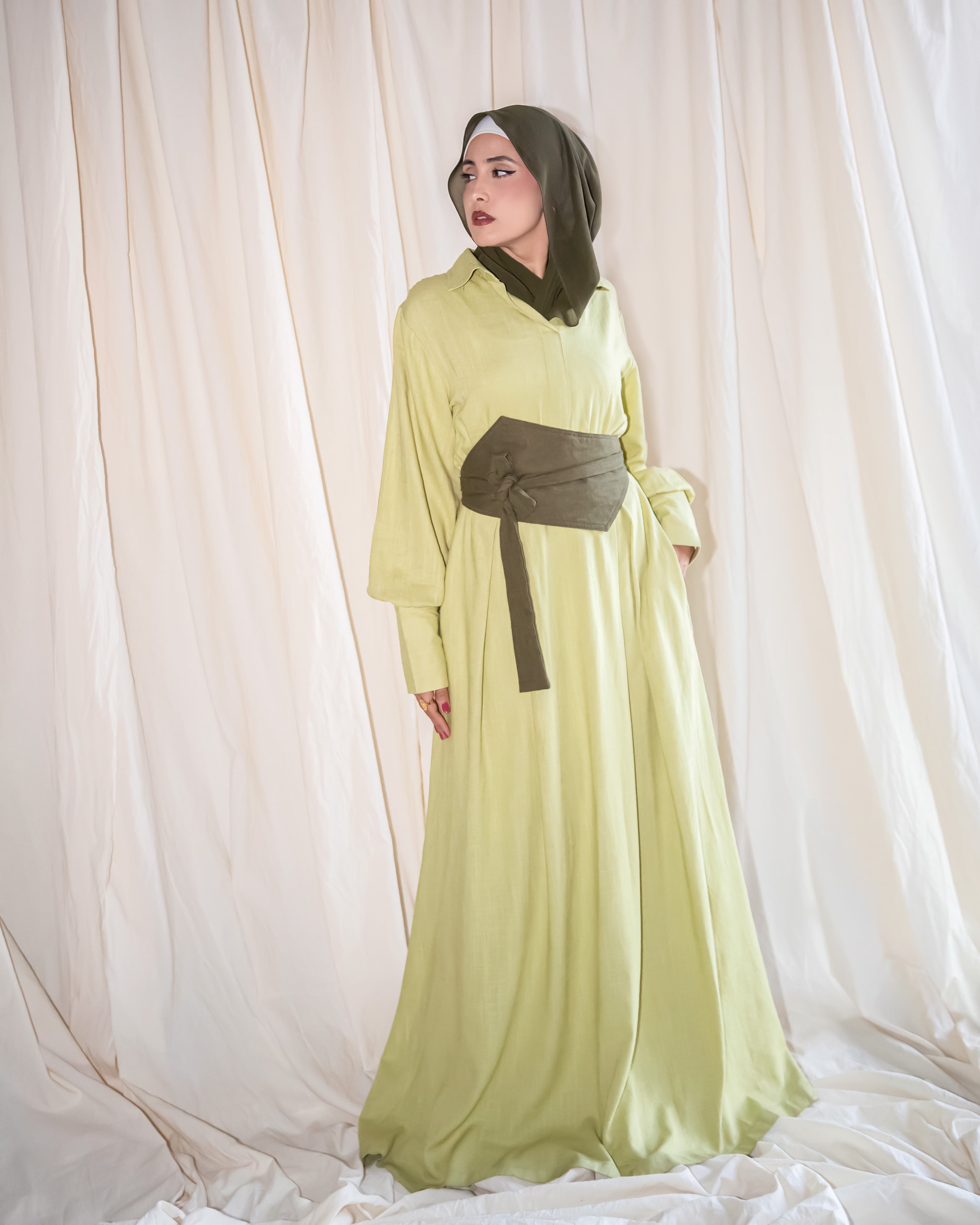 THE LINEN DRESS | PISTACHIO