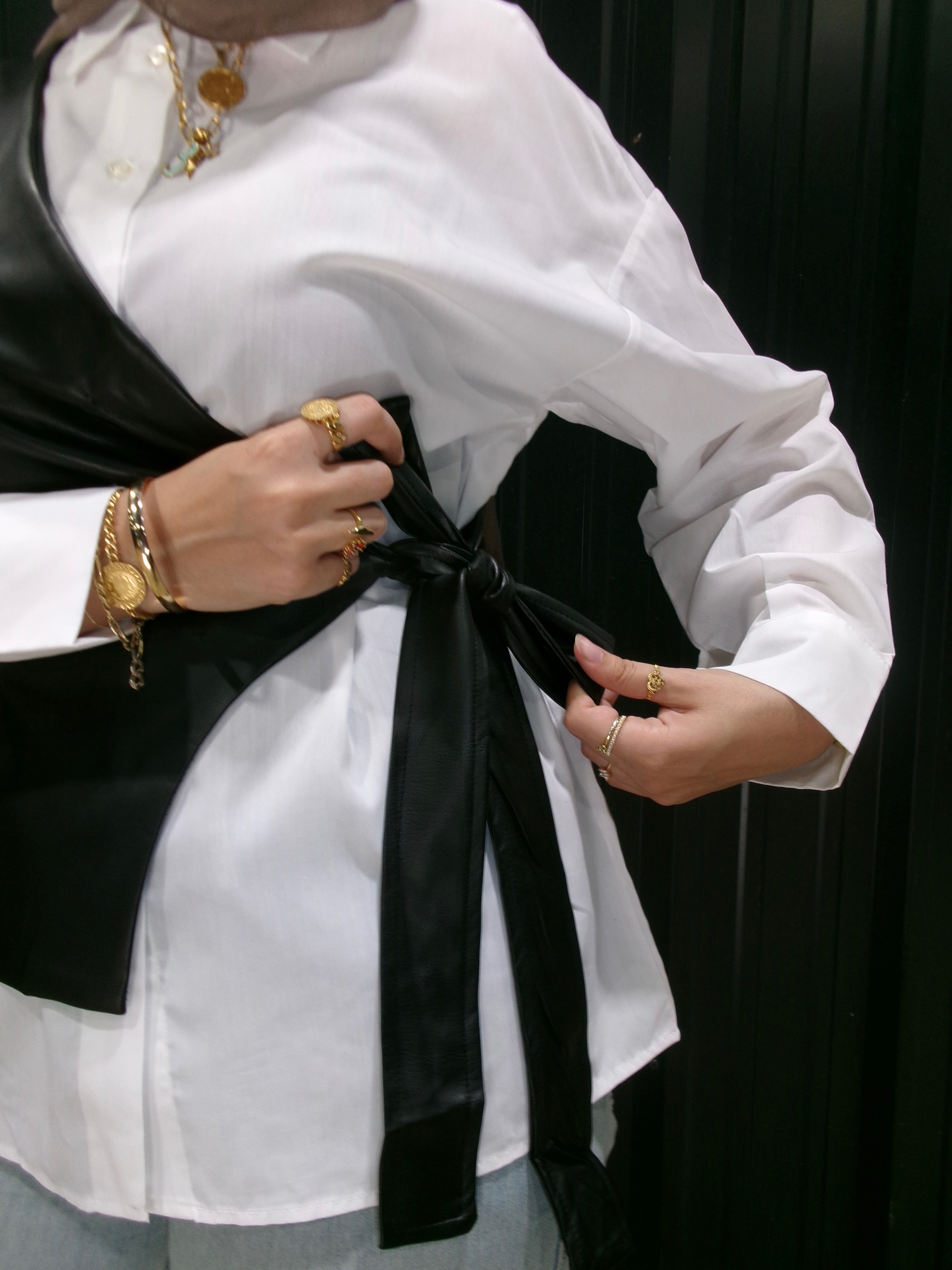 2-Piece Leather Cross Top