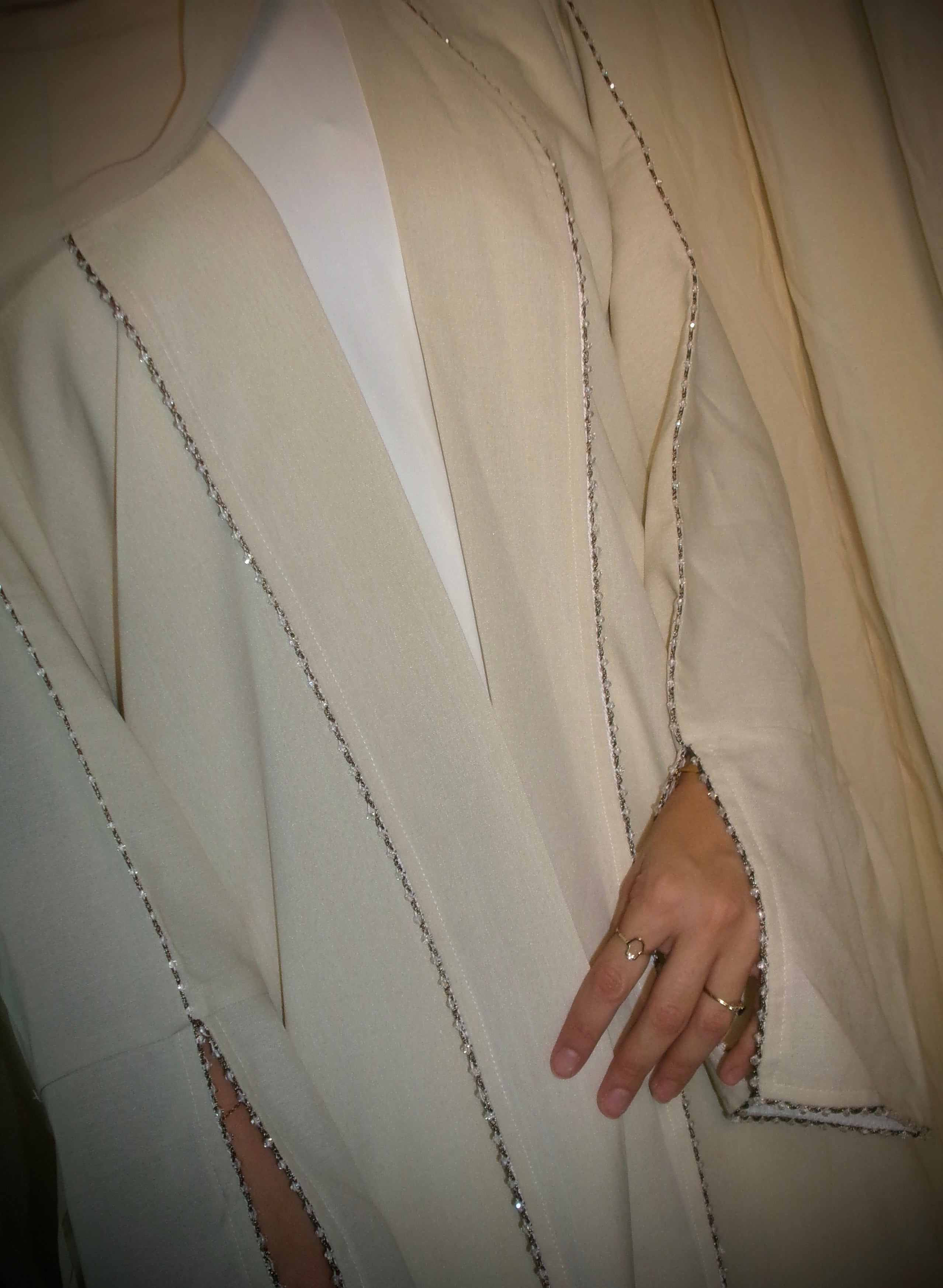 Dainty Beaded Open Abaya