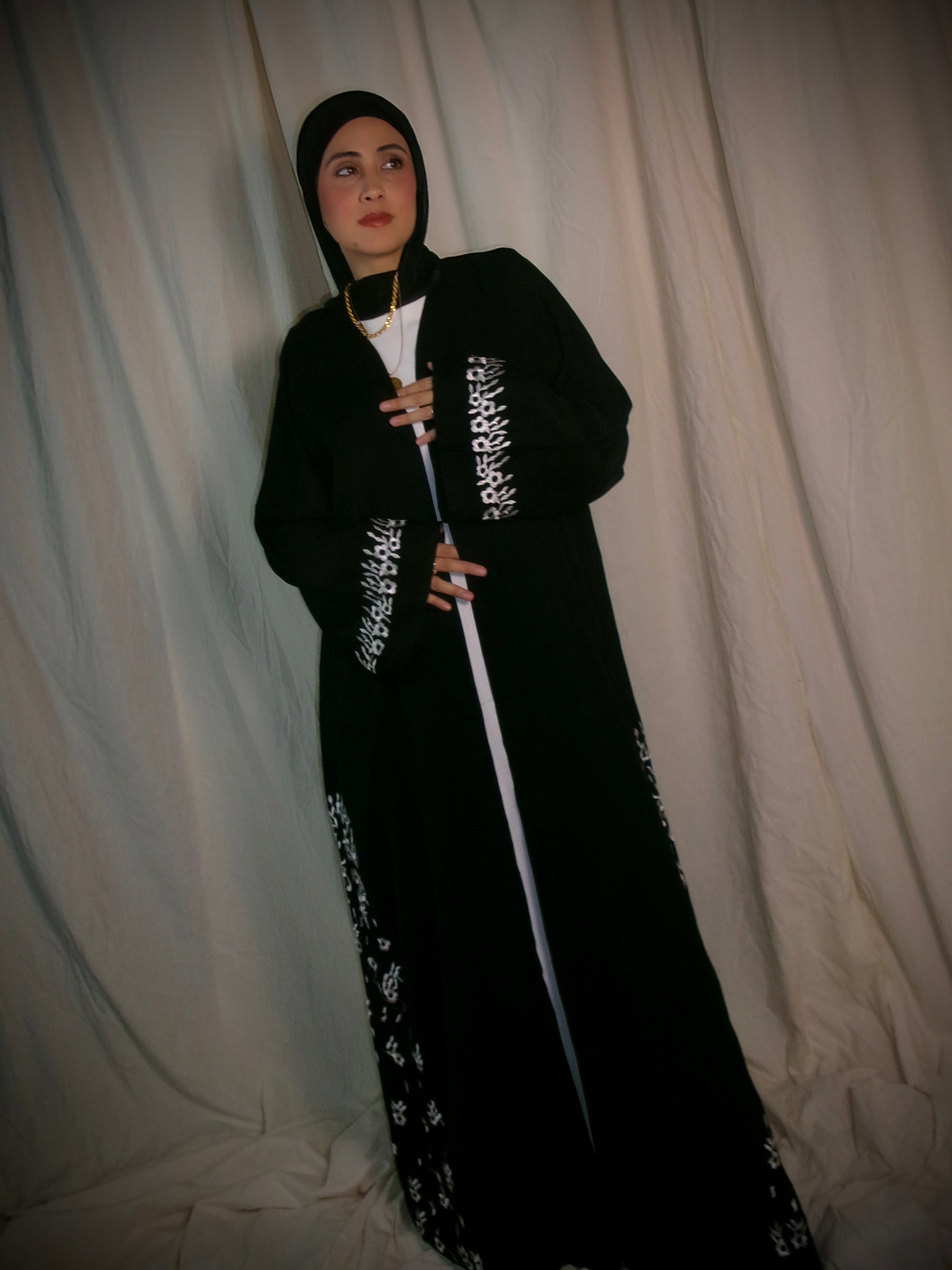 Floral Stitched Abaya