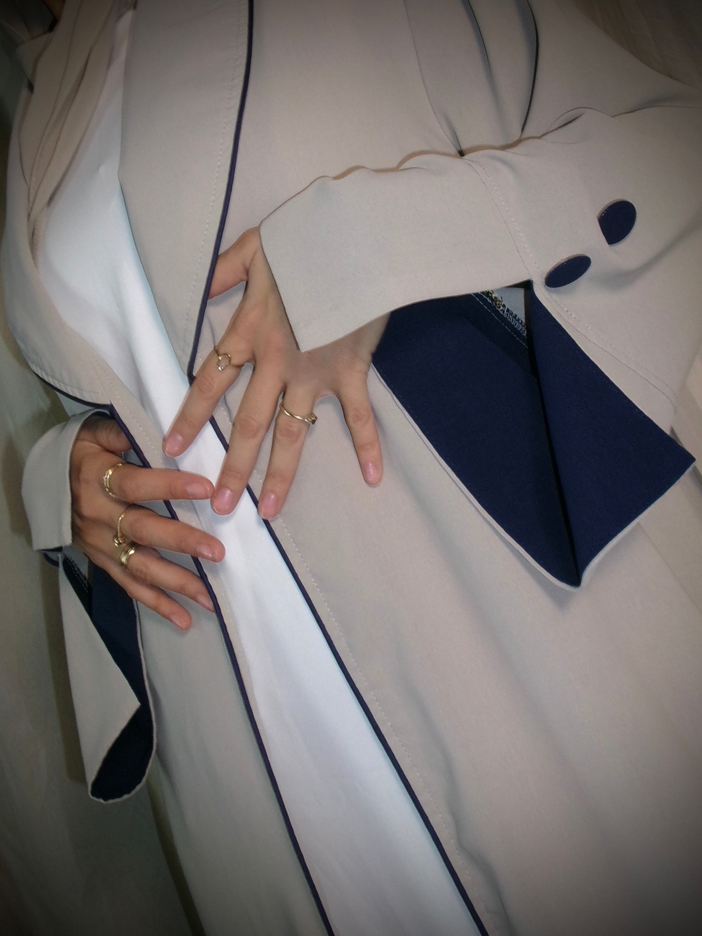 Beige Pleated Open Abaya