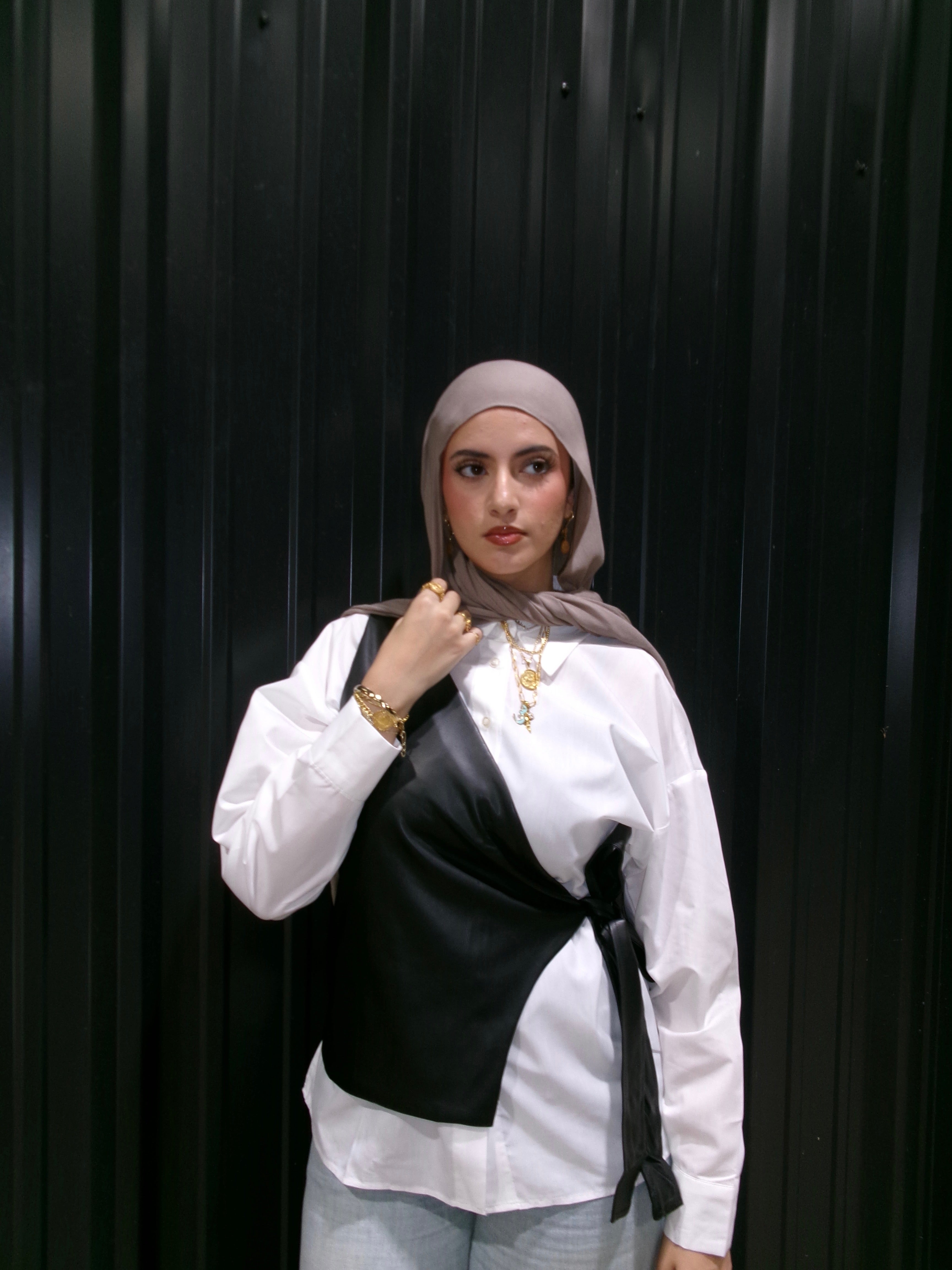 2-Piece Leather Cross Top