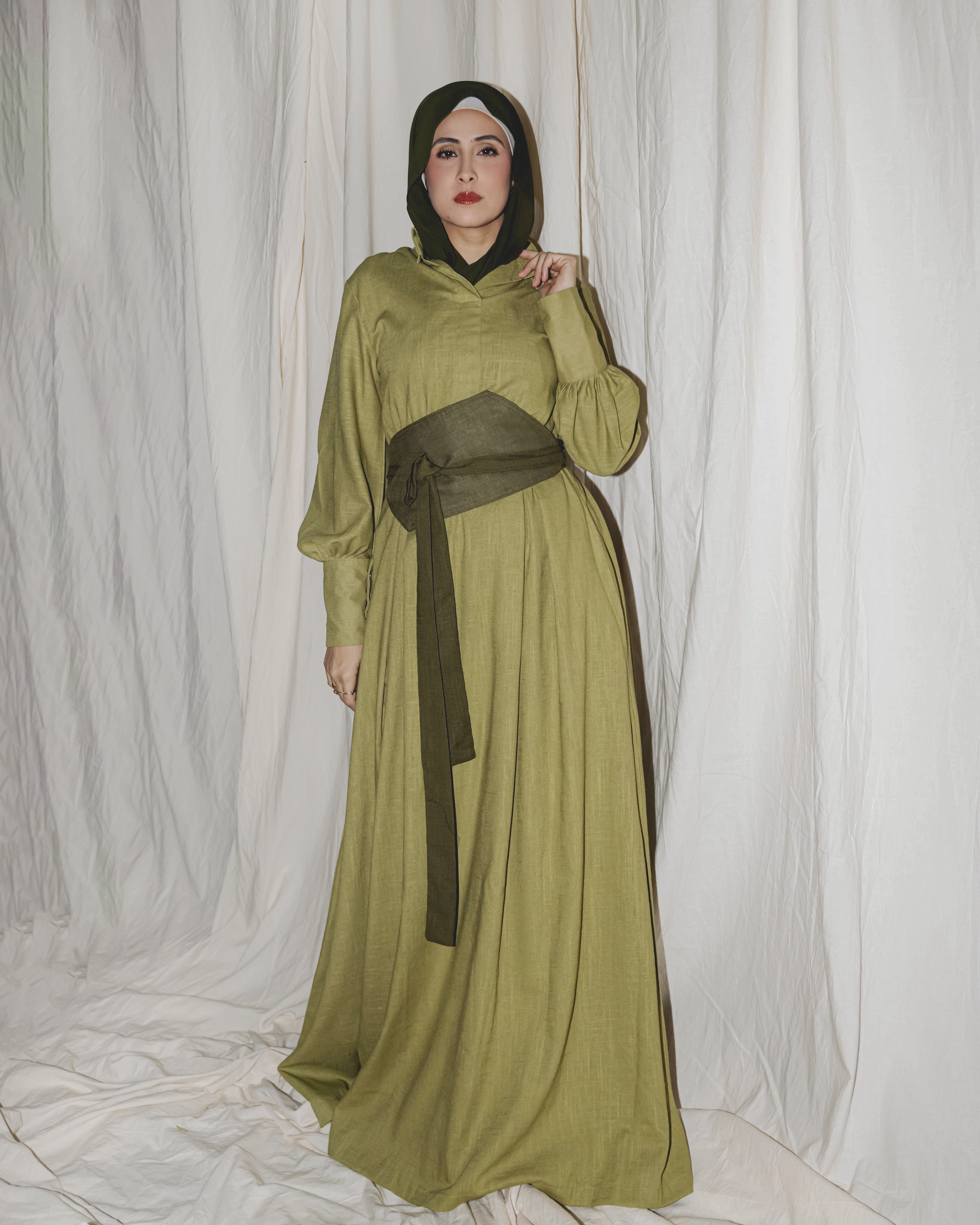 The Linen Dress | Olive Green