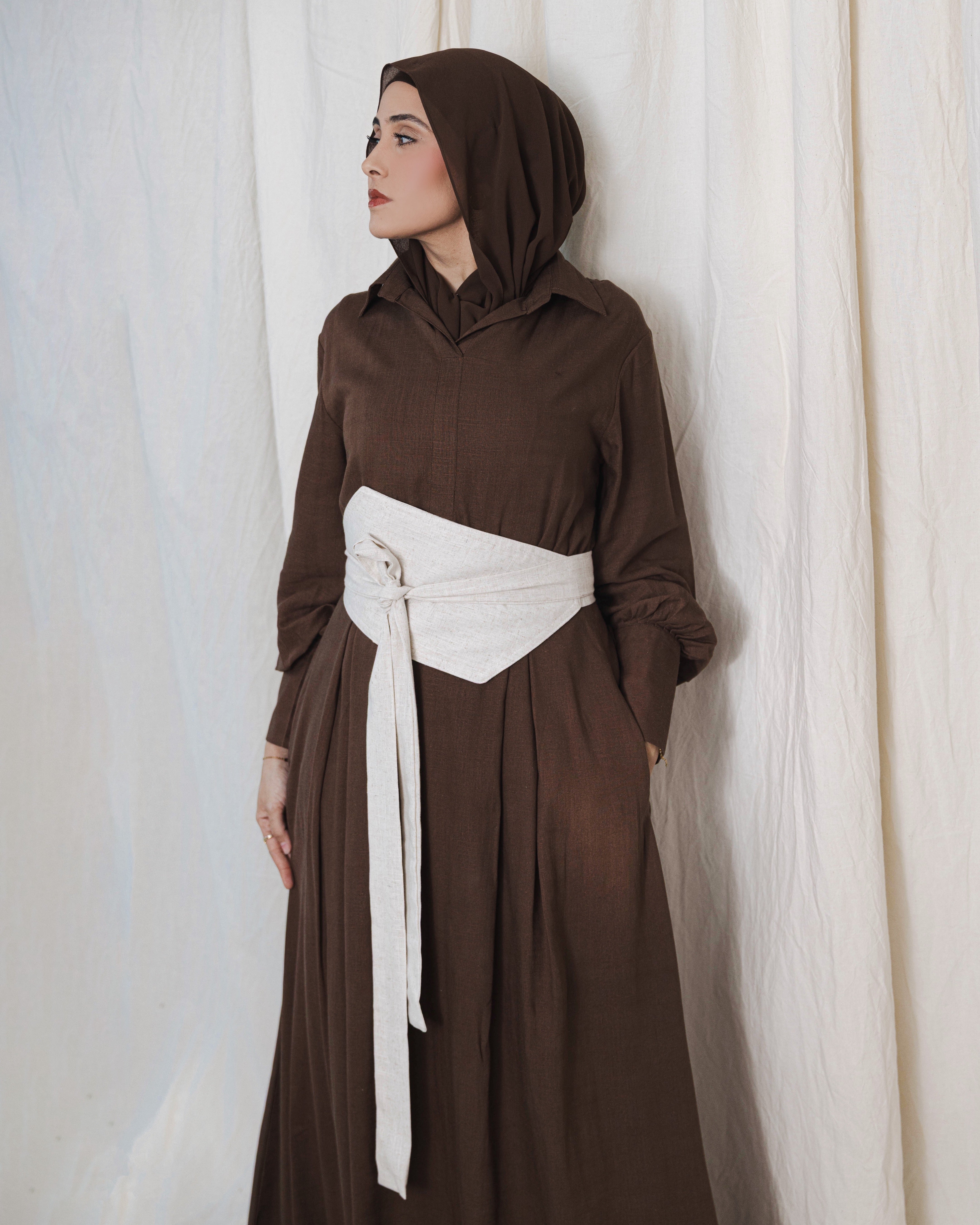 The Linen Dress | Chocolate Brown