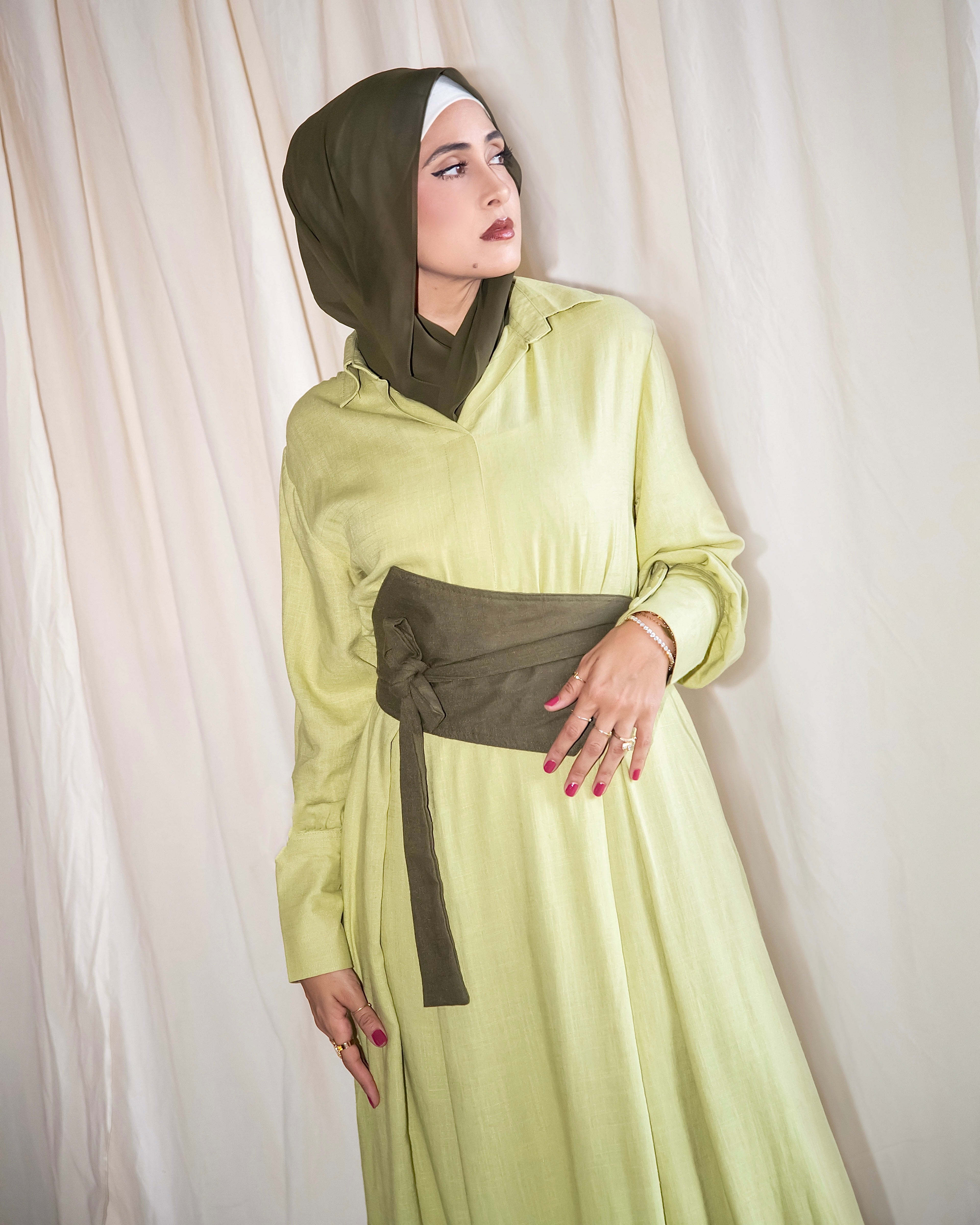 THE LINEN DRESS | PISTACHIO